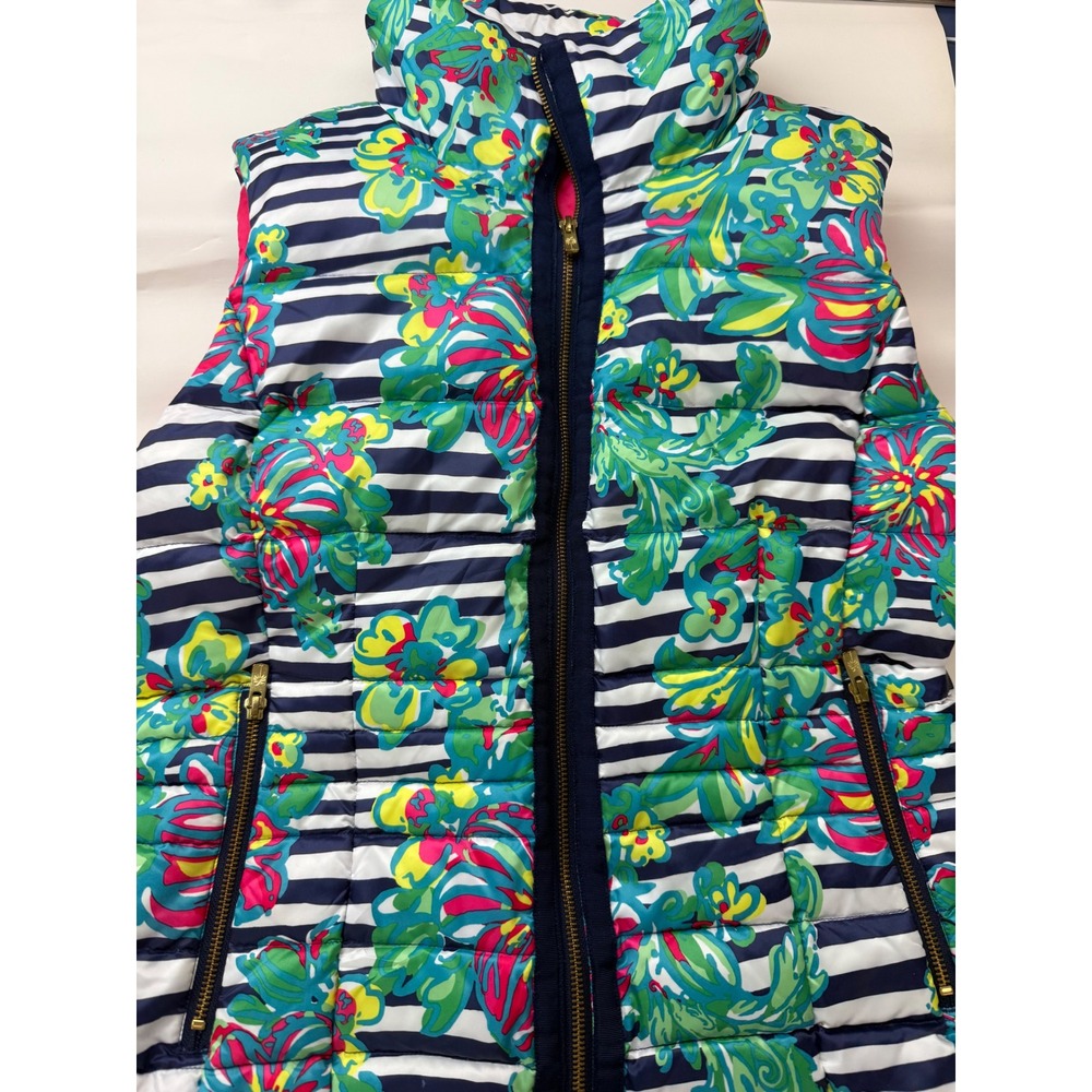 Lilly Pulitzer Syd Quilted Puffer Down Vest Resort White Paradisio Print Sz XL